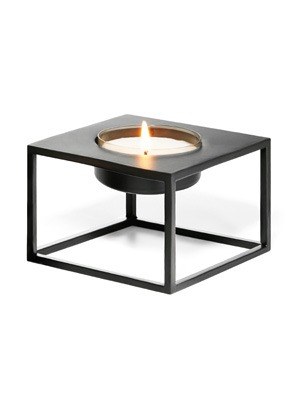 Philippi Solero tealight holder for maxi tealight, M  steel, powdercoated, Black