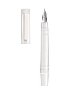 Tibaldi Powder White Resin Fountain Pen With Rubber Clip Fina Nib