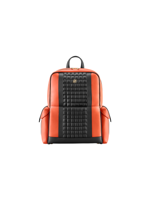 Montegrappa Amb-ition SC Backpack, Orange Base, Black Piping, Yellow-gold