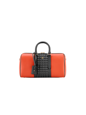 Montegrappa Amb-ition Duffle, Small Size, Orange Base, Black Piping, Yellow gold