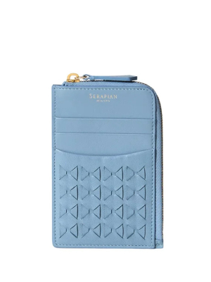 Serapian Zip card case Mosaico Cornflower