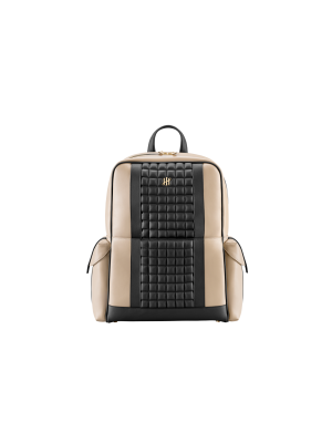 Montegrappa Amb-ition SC Backpack, Sand Base, Black Piping, Yellow-gold
