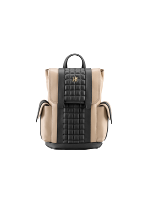 Montegrappa Amb-ition Golf Mini Backpack, Sand Base, Black Piping, Yellow gold