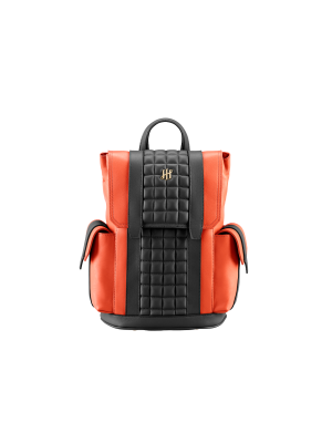 Montegrappa Amb-ition Golf Mini Backpack, Orange Base, Black Piping, Yellow gold