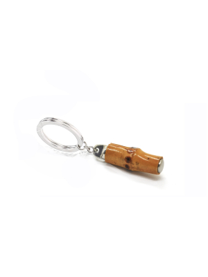 Babette Wasserman Bamboo Keyring - Base Metal, Rhodium Plated, Bamboo
