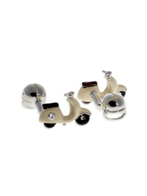 Babette Wasserman Retro Vespa and Helmet Cufflinks