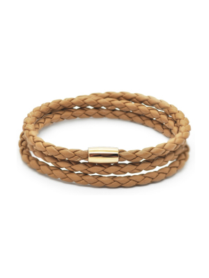Babette Wasserman Braid Triple Bracelet, Light Brown - Sterling silver chocolate plated, leather