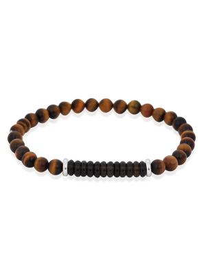 Babette Wasserman Pebble Bracelet, Tigers Eye, Onyx - Sterling Silver