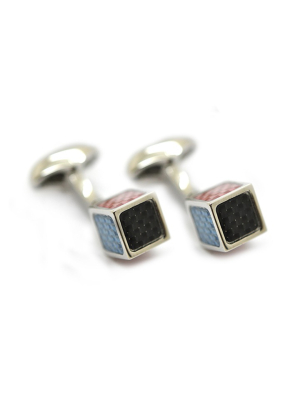 Babette Wasserman Carbon Cube Cufflinks, Rainbow - Base Metal, Carbon Fibre - D