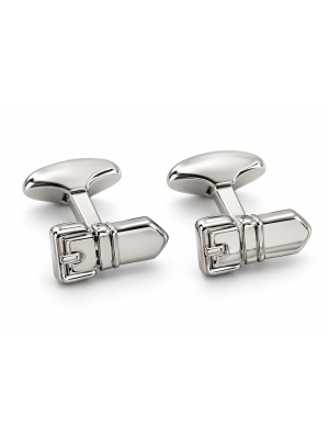 Babette Wasserman Buckle Cufflinks Rhodium Base Metal