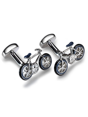 Babette Wasserman Bicycle cufflinks blue base metal enamel