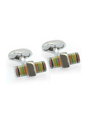 Babette Wasserman Stripy Brick cufflinks red base metal enamel