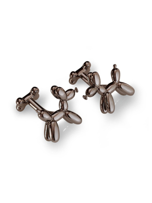 Babette Wasserman Balloon Dog Cufflinks, Black Rhodium - Base Metal, Black Rhodium Plated