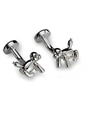 Babette Wasserman Balloon Monkey Cufflinks, Rhodium - Base Metal, Rhodium Plated
