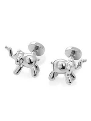 Babette Wasserman Balloon Elephant Cufflinks, Rhodium - Base Metal, Rhodium Plated