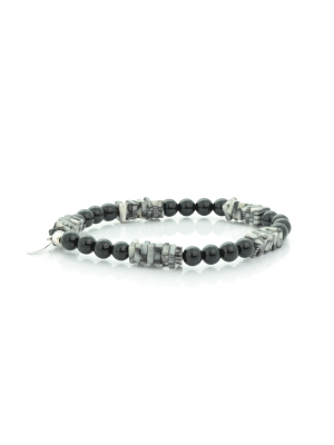 Babette Wasserman Cubic Bracelet, Onyx & Matrix Jasper - Onyx, Matrix Jasper, Sterling Silver