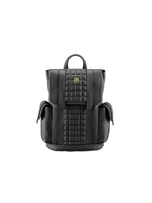 Montegrappa Amb-ition Golf Mini Backpack, Black Base, Black Piping, Yellow gold