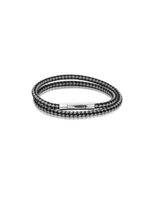 Babette Wasserman Harlequin Bracelet, Black/Silver - Steel & Polyester