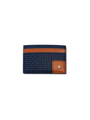 Serapian Card case 4cc Stepan 72 Ocean Blue/Cuoio
