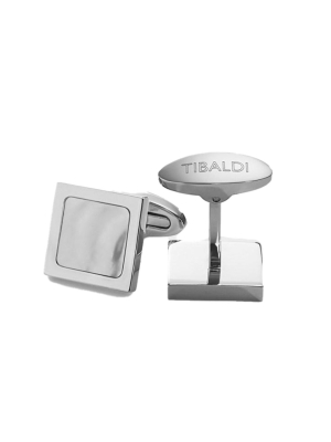 Tibaldi Square Stainless Cufflinks With  Mother-Of-Pearl Inlay