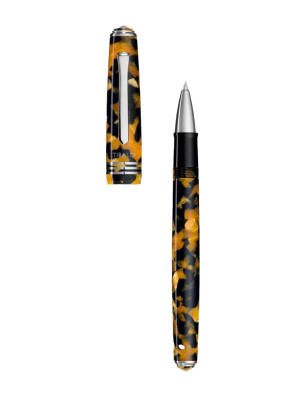 Tibaldi Amber Yellow  Resin Rollerball Pen With Palladium Trim