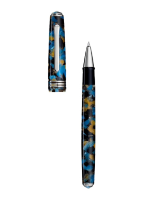 Tibaldi Samarkand Blue  Resin Rollerball Pen With Palladium Trim