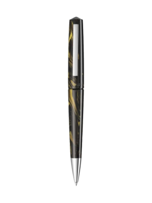 Tibaldi Black Gold Resin Ballpoint Pen With Stainless Steel Trim