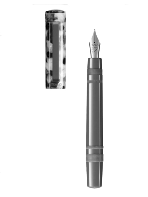 Tibaldi Stonewash Grey Resin Fountain Pen With Rubber Clip