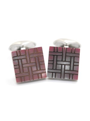 Babette Wasserman Parquet Cufflinks Pink Mother of Pearl