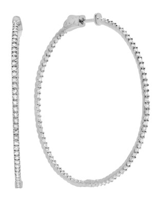 Crislu Small Pave Hoop Earrings Finished in Pure Platinum