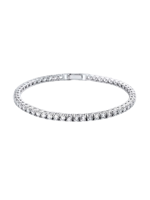 Crislu Classic Medium Brilliant Tennis Bracelet Finished in Pure Platinum