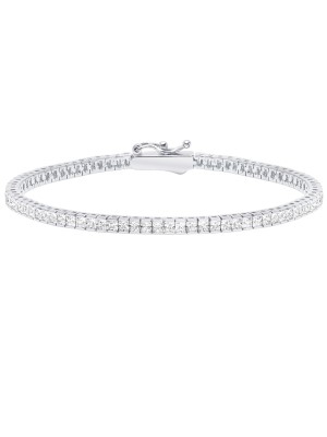 Crislu Classic Small Princess Tennis Bracelet Finished in Pure Platinum