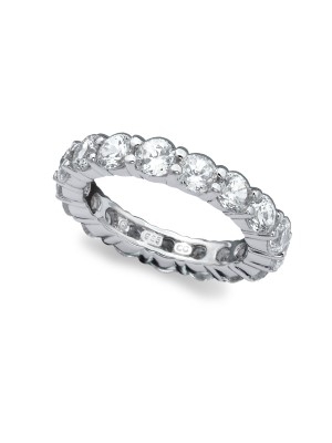 Crislu Brilliant Round Cut Eternity Band - 3.75 mm - Finished in Pure Platinum