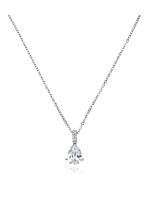 Crislu Accented Pear Pendant Finished in Pure Platinum