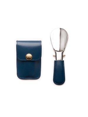 Ettinger Bridle Hide Travel Shoe Horn Petrol Blue/Silver