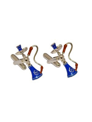 Shisha Pipe Cufflinks Blue