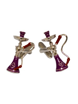 Funky Arab Shisha Pipe cufflinks Purple