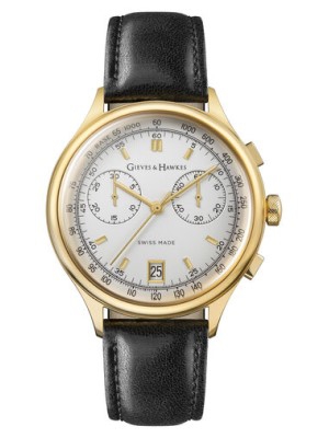 Gieves and Hawkes Gieves & Hawkes Men’s Watch Black Leather Strap, Gold Case