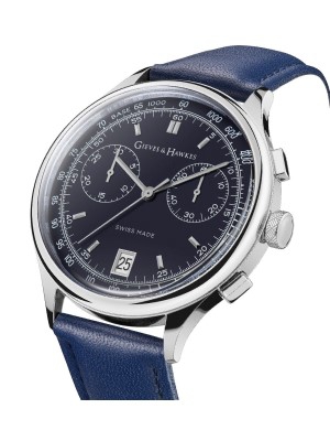 Gieves and Hawkes Gieves & Hawkes Men’s Watch Blue Leather Strap, Silver Case 