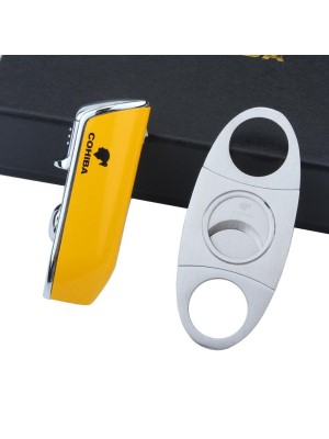 Le Cigaro Cohiba Cigar Lighter And Cutter Set Yellow Color