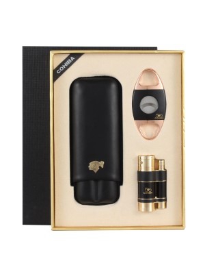 Le Cigaro High-End Cigar Cohiba Three-Piece Set In Gold Color