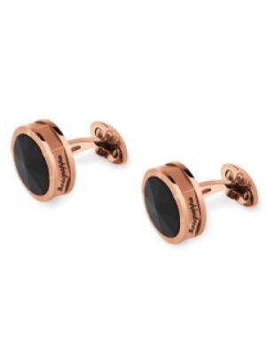 Montegrappa NeroUno Cufflinks, Rose Gold PVD, Onyx Inlay