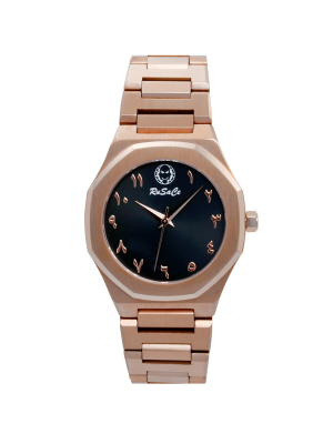 Rusace Ladies 34mm Rose Case Black sunray Dial