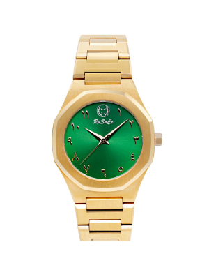Rusace Ladies 34mm Gold Case Green sunray Dial