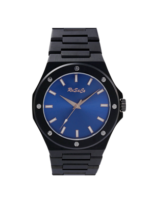 Rusace Gents 44mm Black Case Blue sunray Dial