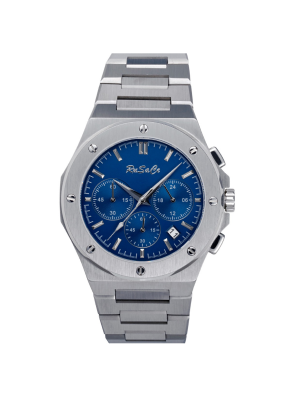 Rusace Gents 44mm Silver Case Blue matt Dial