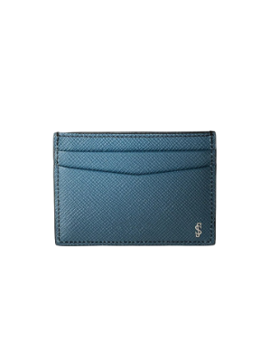 Serapian 4 card holder in evoluzione leather Avio Blue