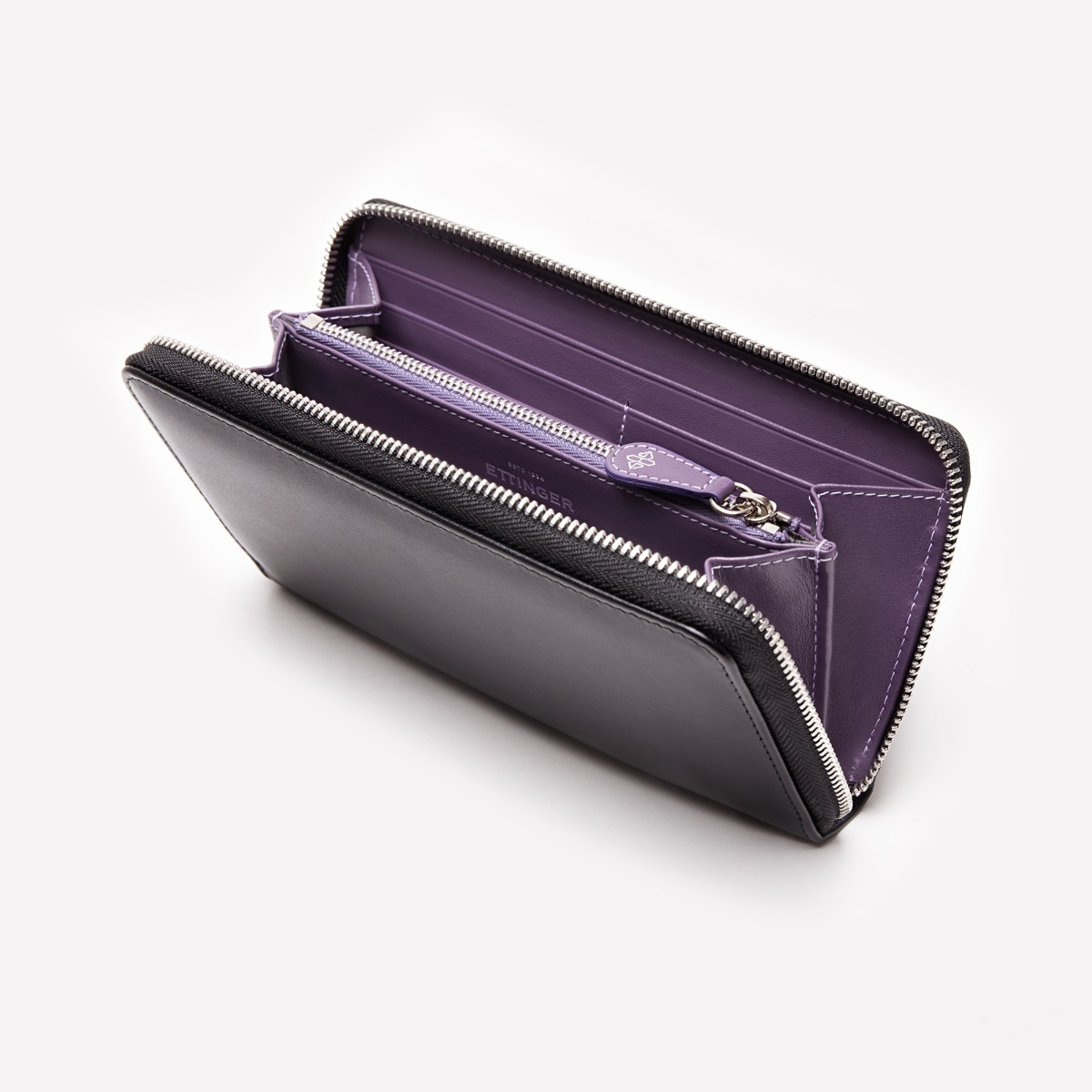 Ettinger Sterling Large Zip Around Purse Black Purple