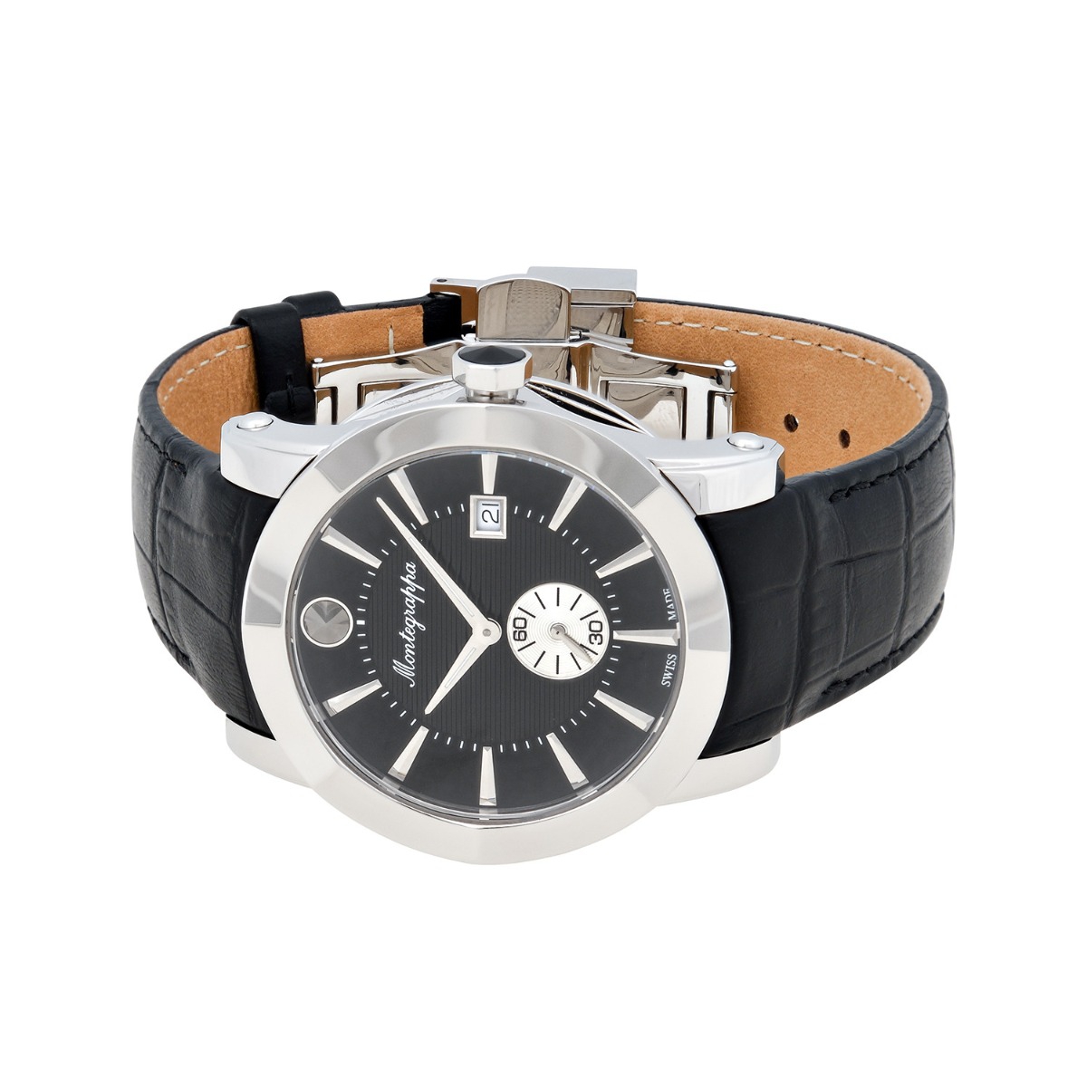 Montegrappa black leather analogue watch on sale
